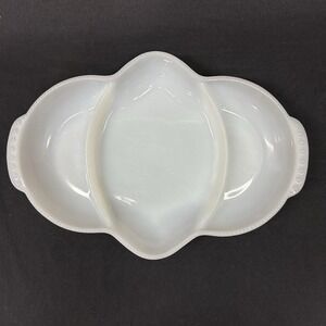 Fire King Oven‎ Ware 11" White Milk Glass Divided Relish/Serving Dish, Vintage